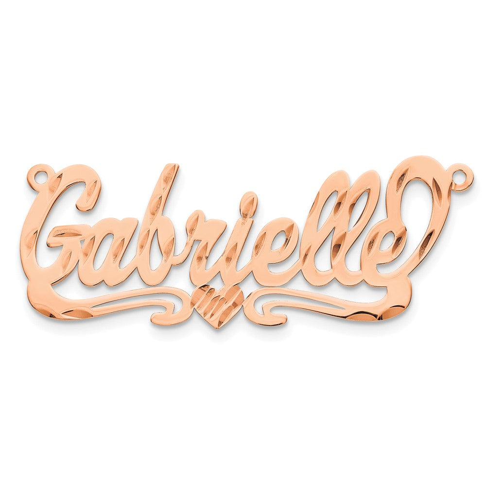Sterling Silver/Rose-plated Diamond-cut Heart Name Plate