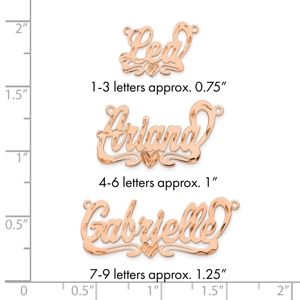 14k Rose Gold Diamond-cut Heart name Plate