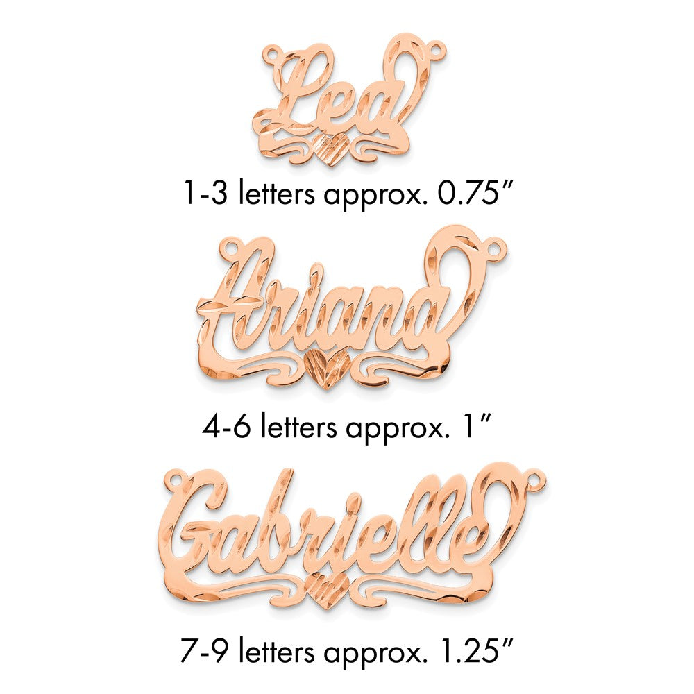 14k Rose Gold Diamond-cut Heart name Plate