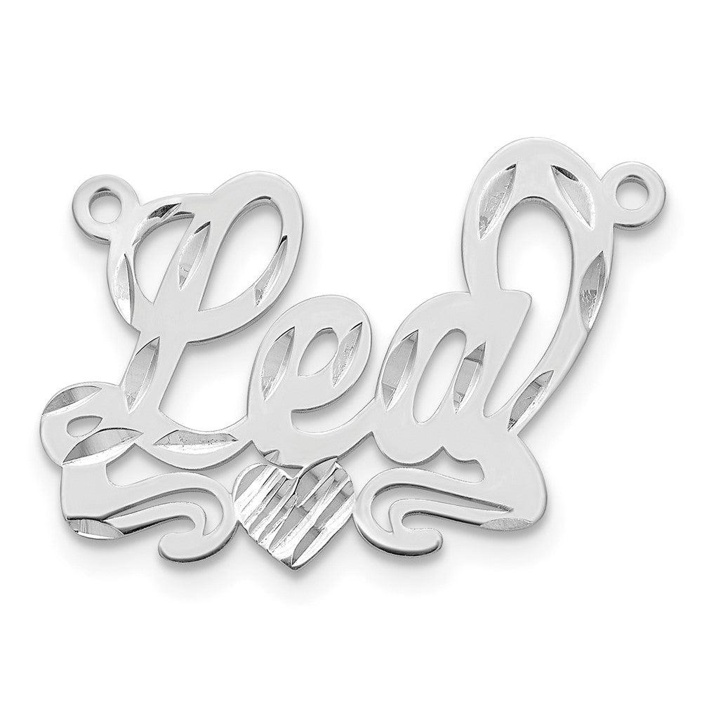 10k White Gold Diamond-cut Heart Name Plate