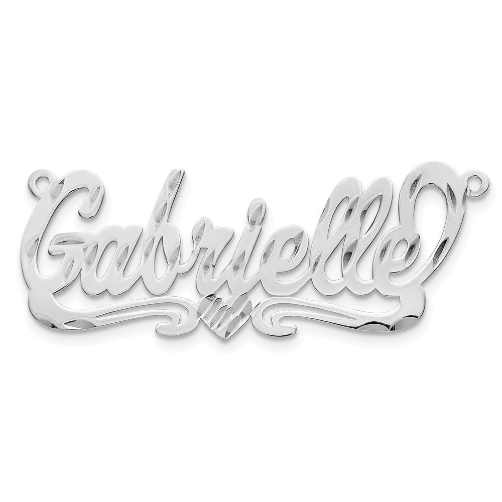 Sterling Silver/Gold-plated Diamond-cut Heart Name Plate