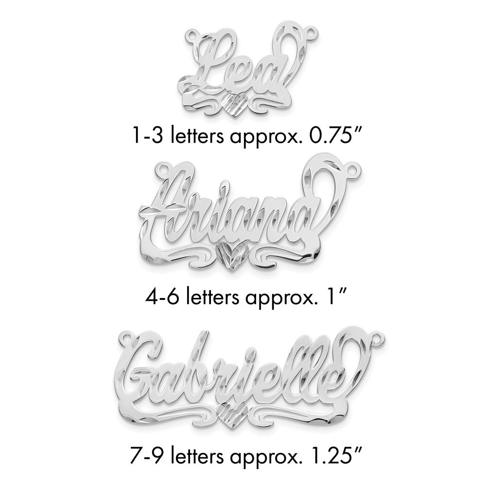 Sterling Silver/Rhodium-plated Diamond-cut Heart Name Plate