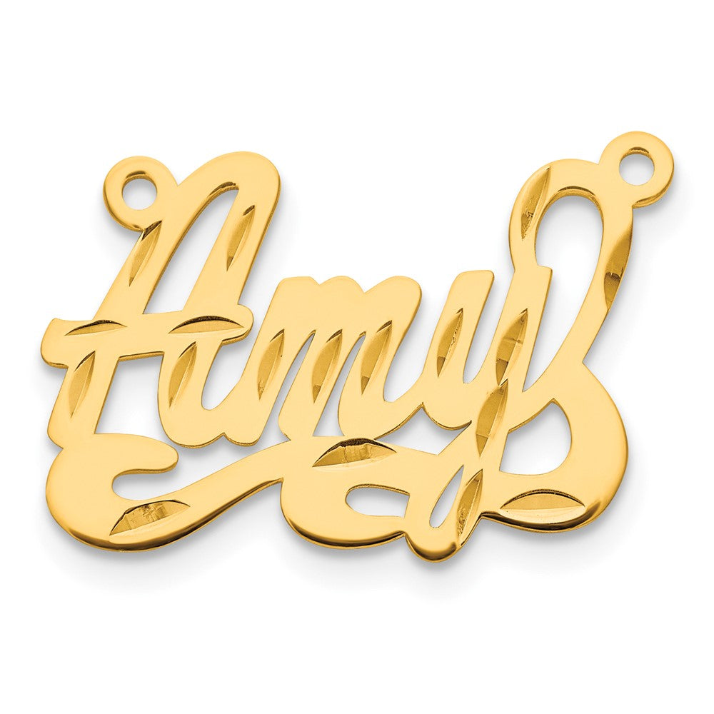 14k Yellow Gold Diamond-cut Name Plate