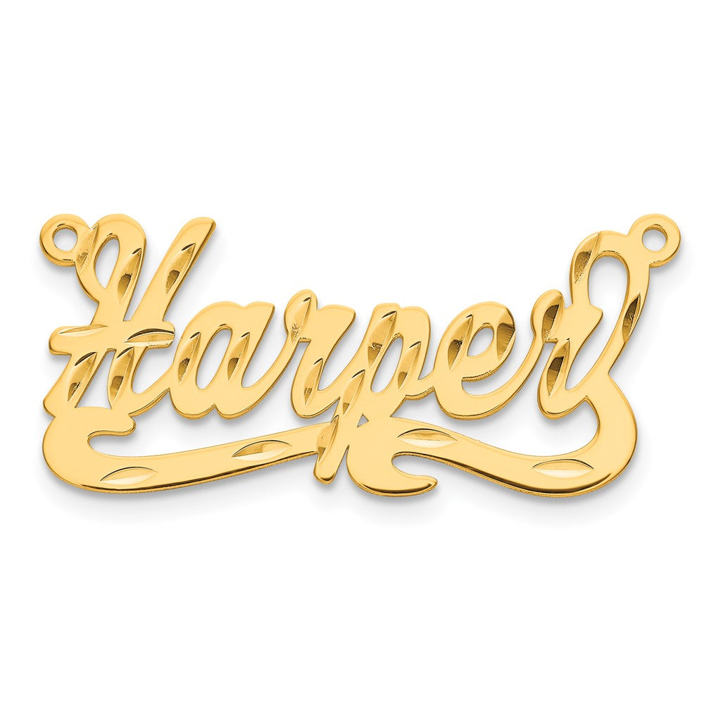 14k Yellow Gold Diamond-cut Name Plate