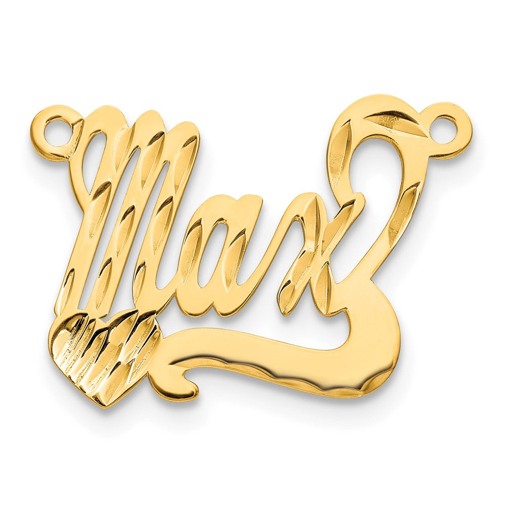 14k Yellow Gold Diamond-cut Heart Name Plate