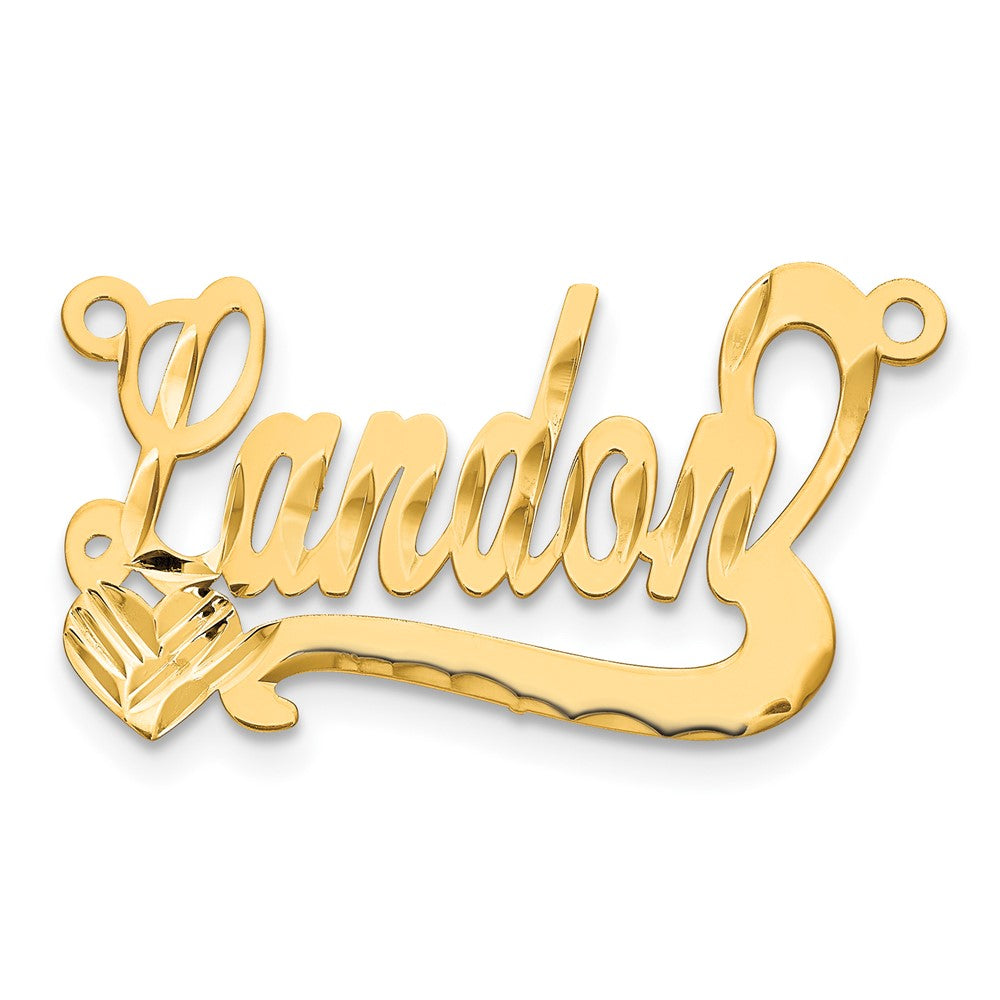 Sterling Silver/Gold-plated Diamond-Cut Heart Name Plate