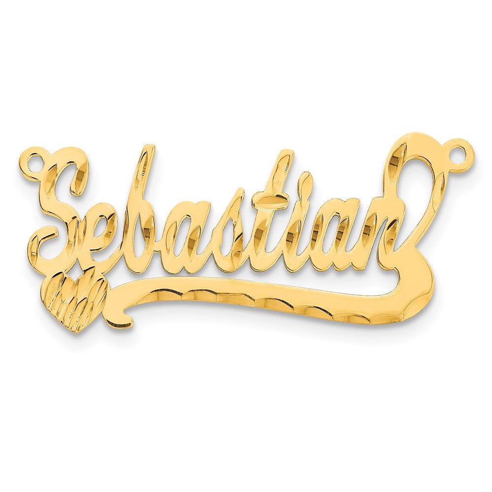 14k Yellow Gold Diamond-cut Heart Name Plate