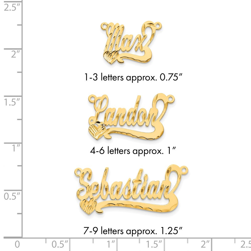 Sterling Silver/Gold-plated Diamond-Cut Heart Name Plate