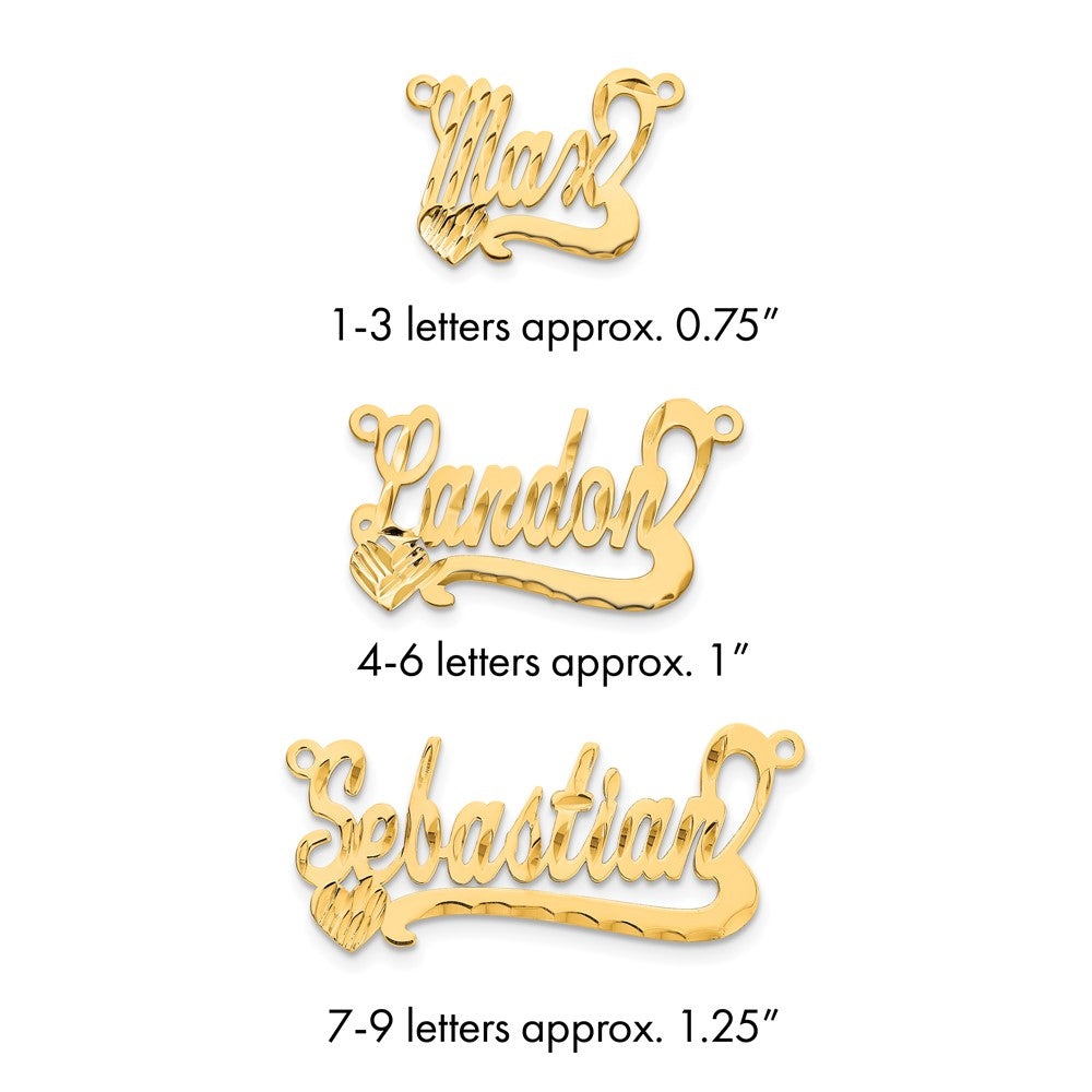 Sterling Silver/Gold-plated Diamond-Cut Heart Name Plate