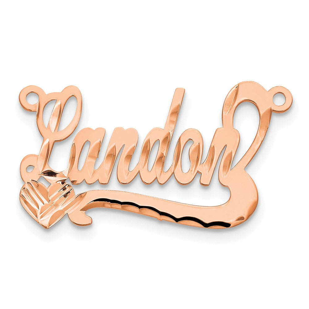 Sterling Silver/Rose-plated Diamond-cut Heart Name Plate