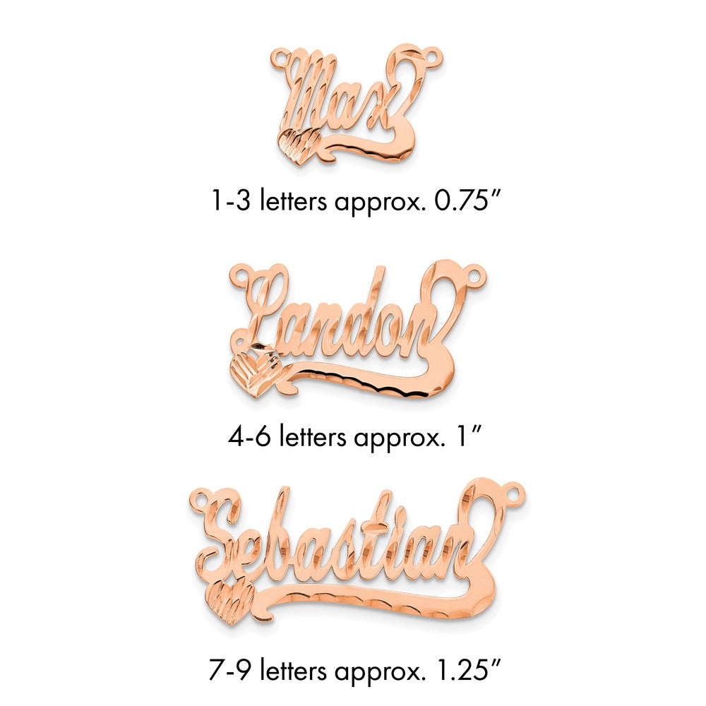 Sterling Silver/Rose-plated Diamond-cut Heart Name Plate