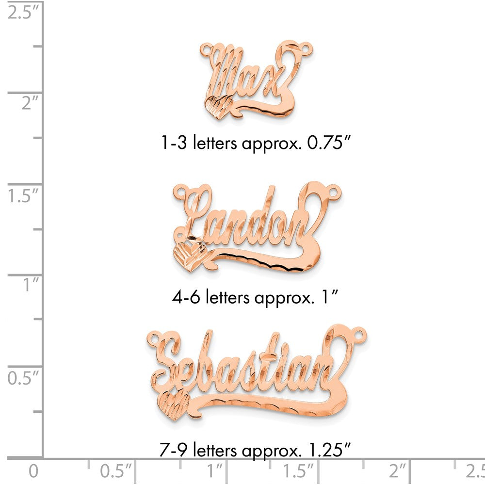 14k Rose Gold Diamond-cut Heart Name Plate