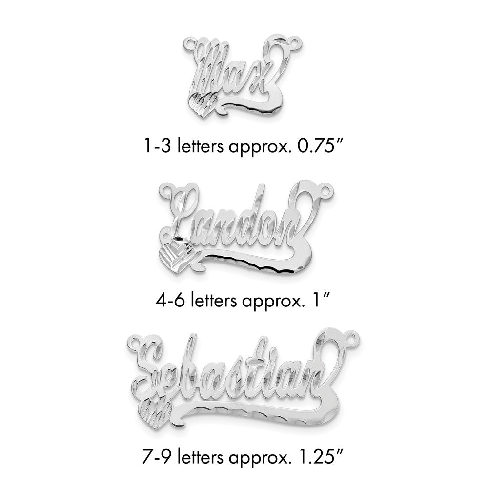 Sterling Silver/Rhodium-plated Diamond-cut Heart Name Plate