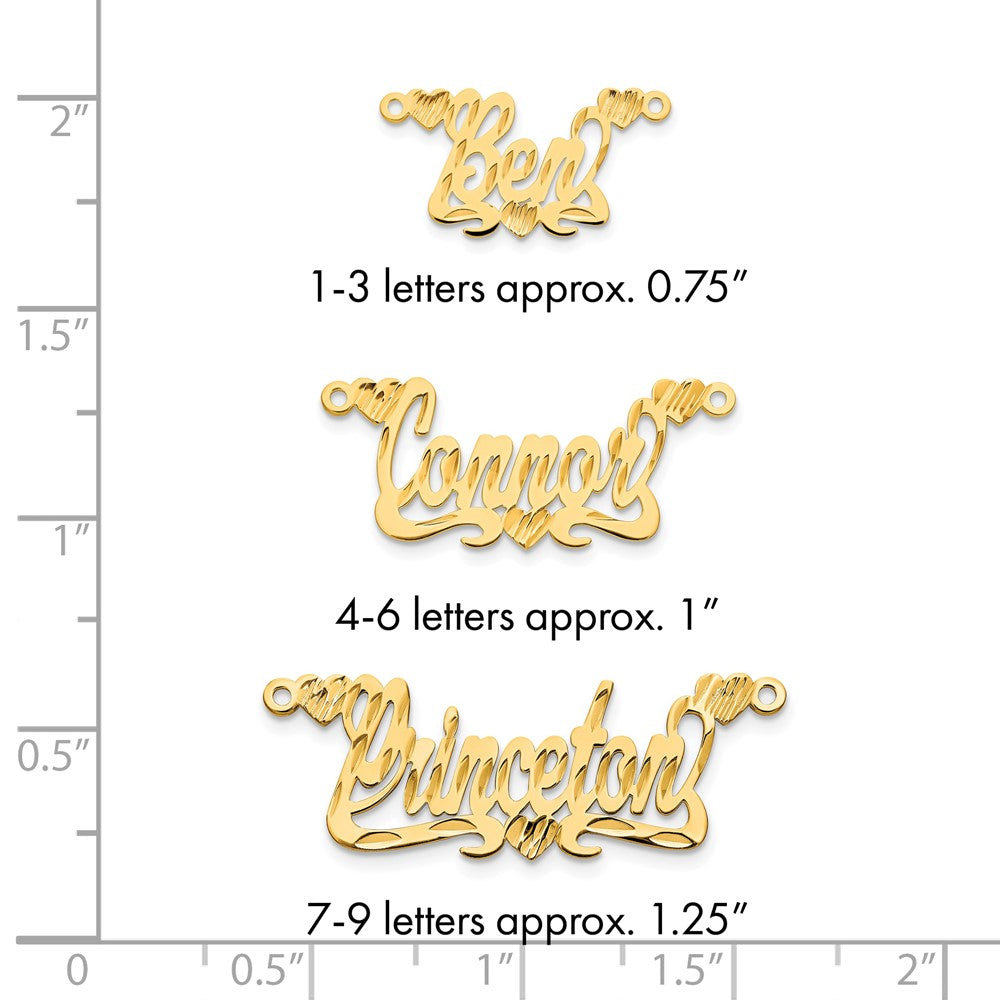 Sterling Silver/Gold-plated Diamond-cut Hearts Name Plate