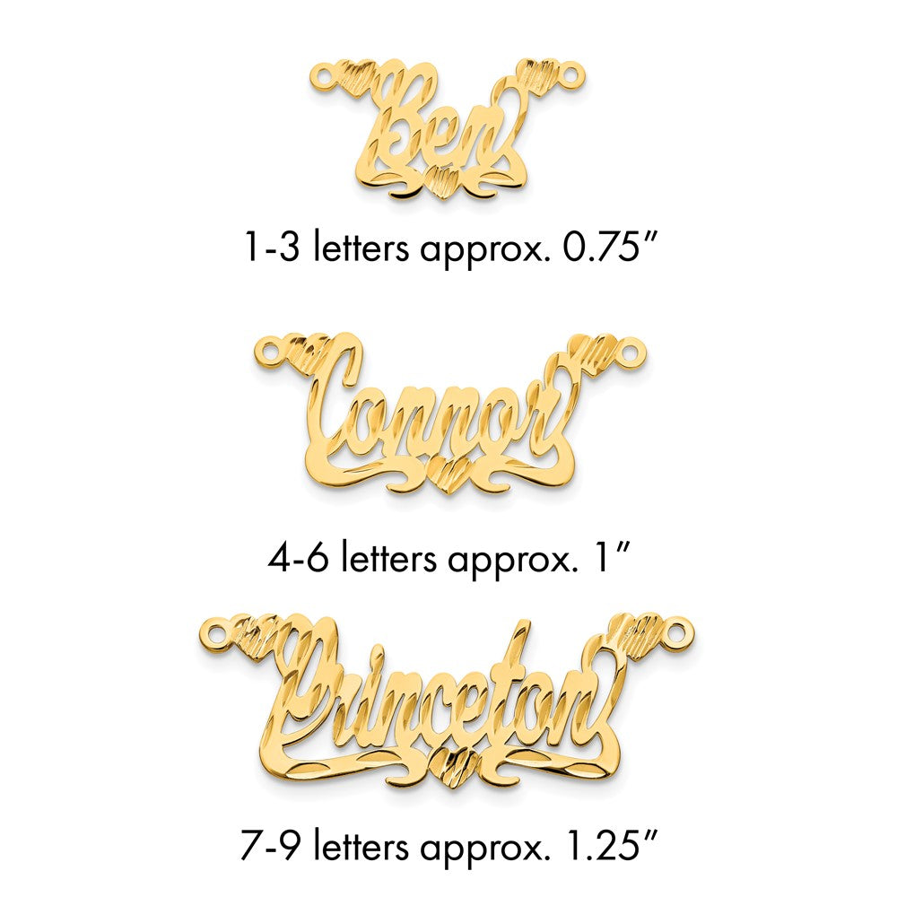 14K Diamond-cut Hearts Name Plate