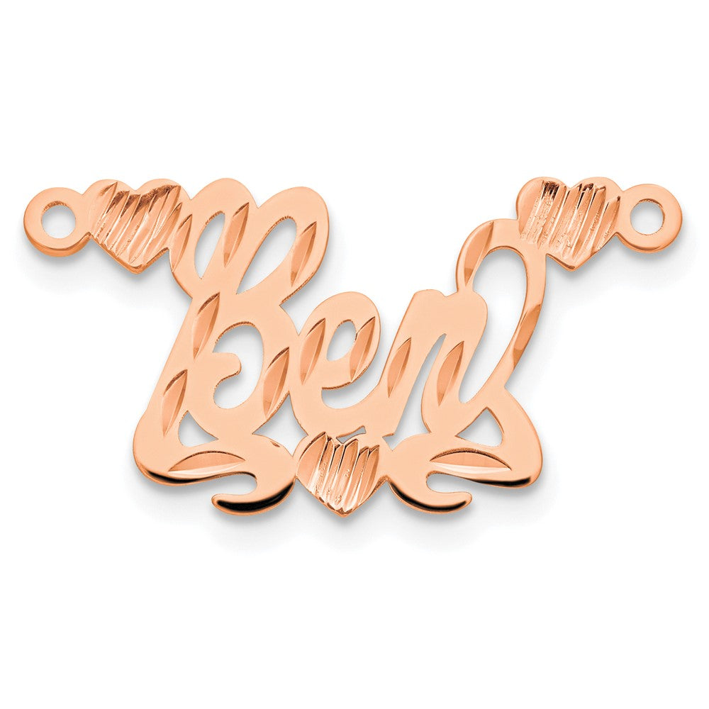 Sterling Silver/Rose-plated Diamond-cut Hearts Name Plate