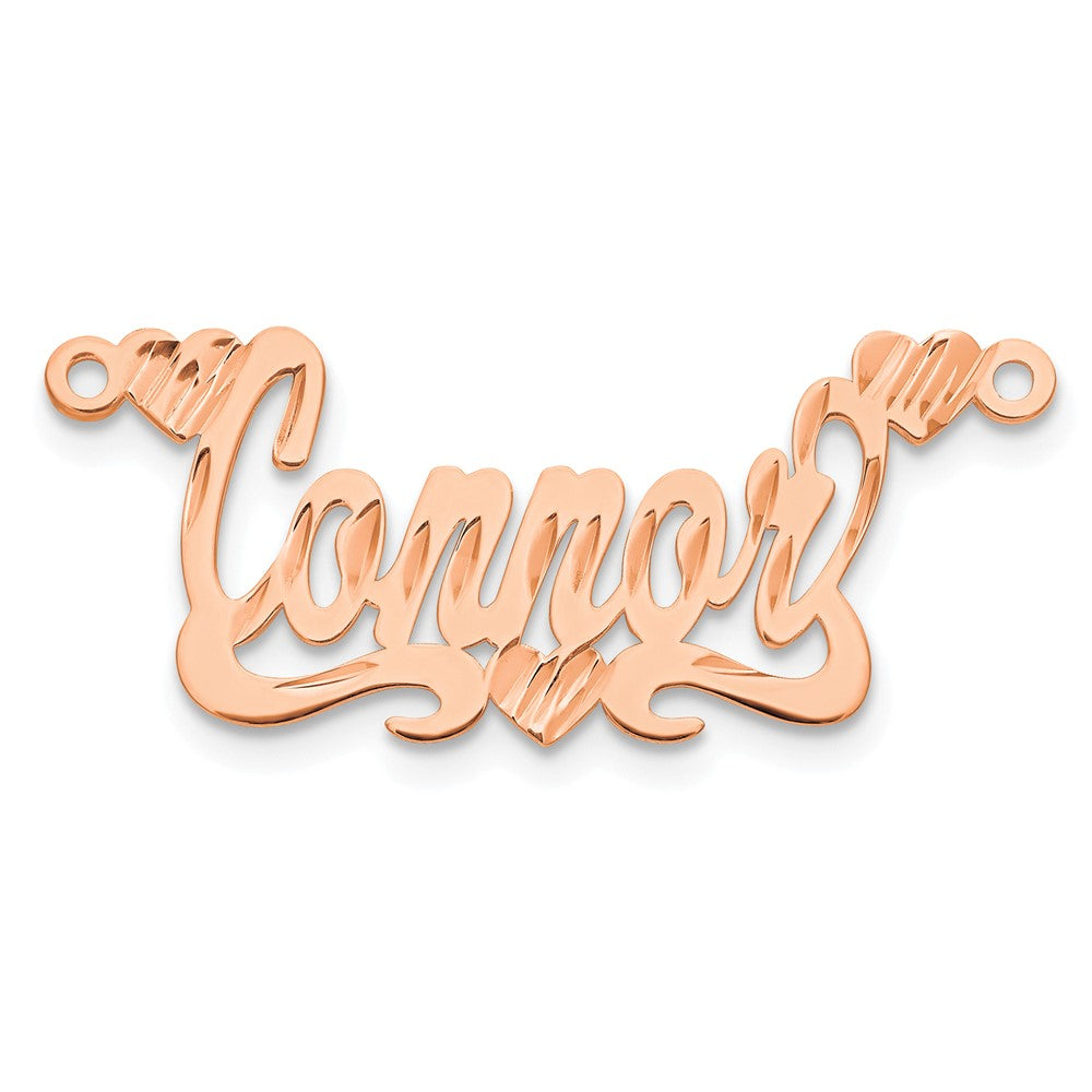 Sterling Silver/Rose-plated Diamond-cut Hearts Name Plate