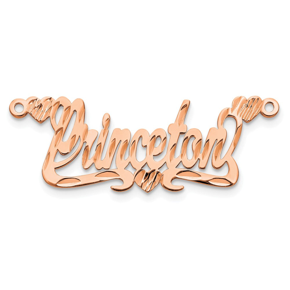 14kk Rose Gold Diamond-cut Hearts Name Plate