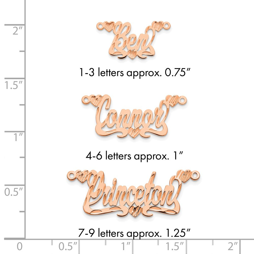 Sterling Silver/Rose-plated Diamond-cut Hearts Name Plate
