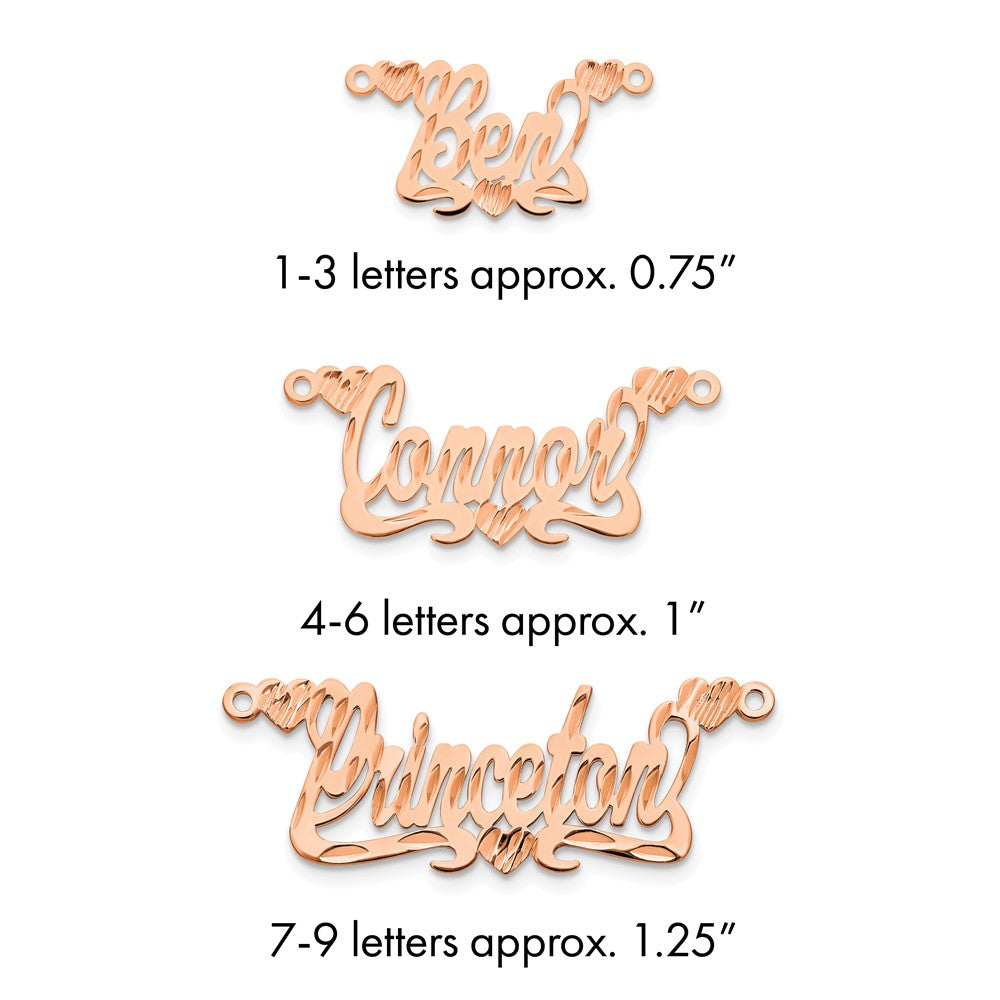 14kk Rose Gold Diamond-cut Hearts Name Plate
