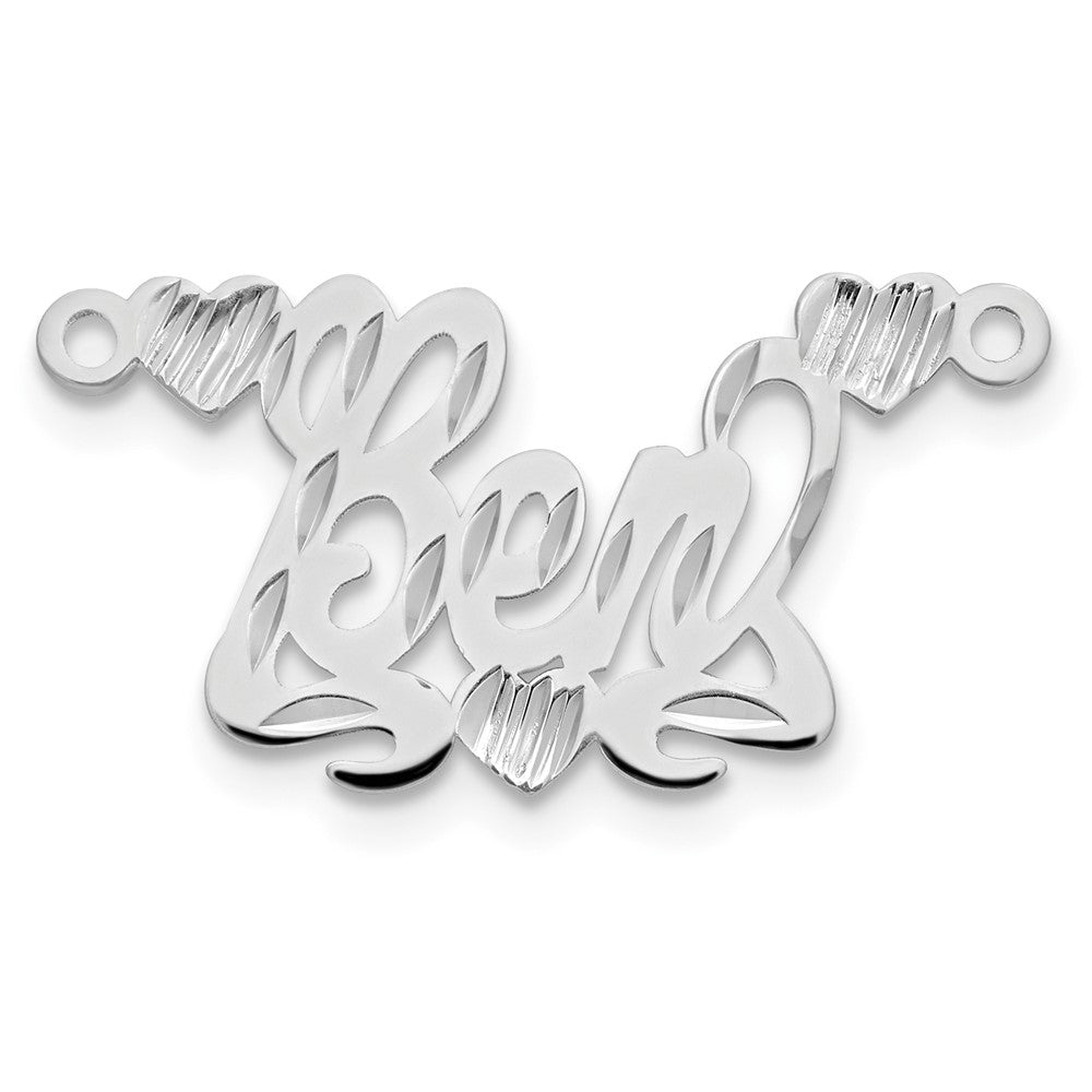 14k White Gold Diamond-cut Hearts Name Plate