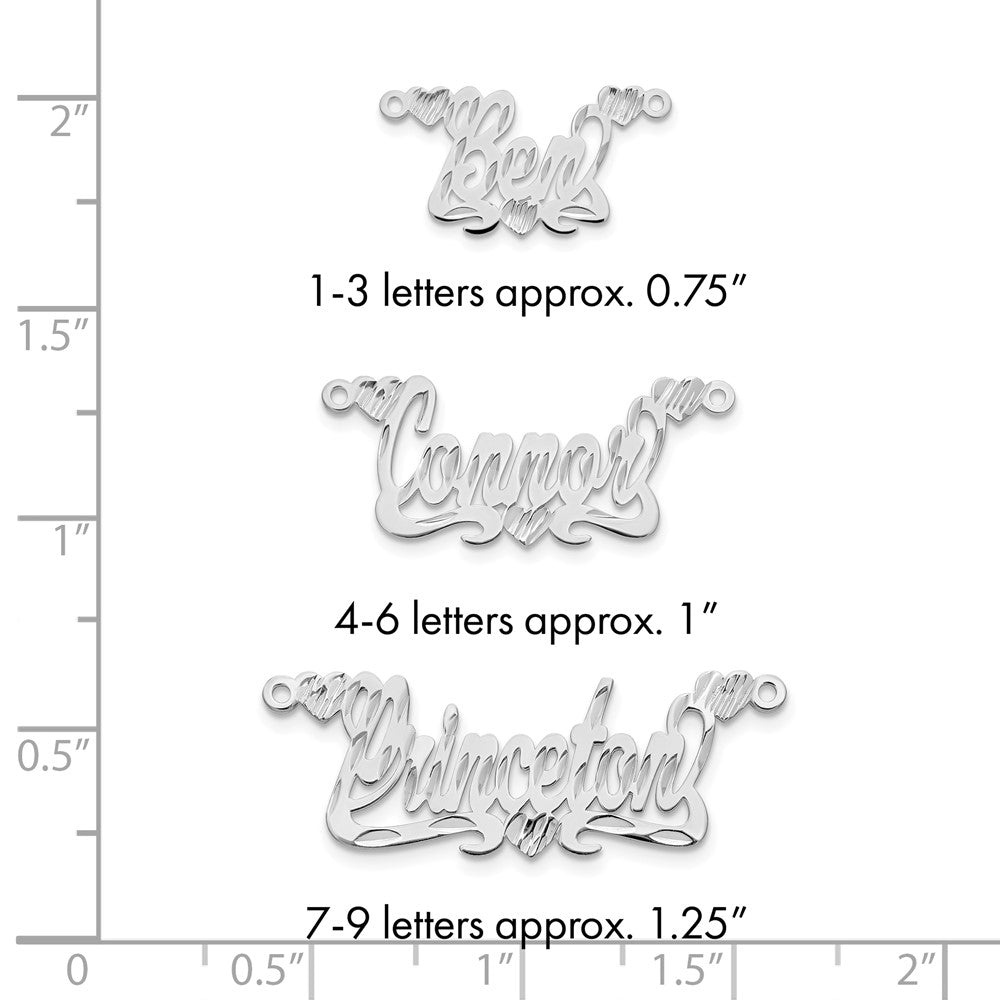 Sterling Silver/Rhodium-plated Diamond-cut Hearts Name Plate