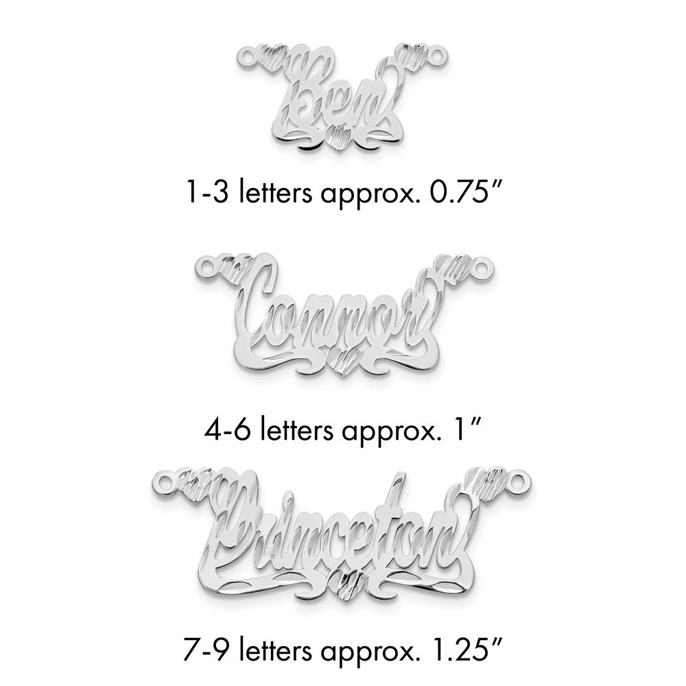 10K White Gold Diamond-cut Hearts Name Plate