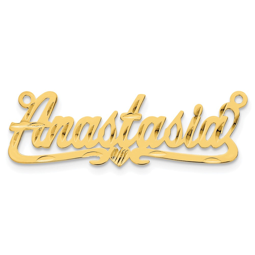 14k Yellow Gold Diamond-cut Heart Name Plate