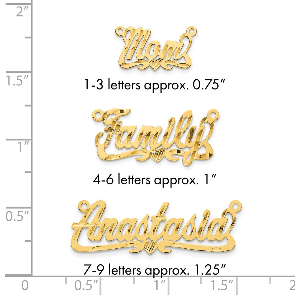 Sterling Silver/Gold-plated Diamond-cut Heart Name Plate