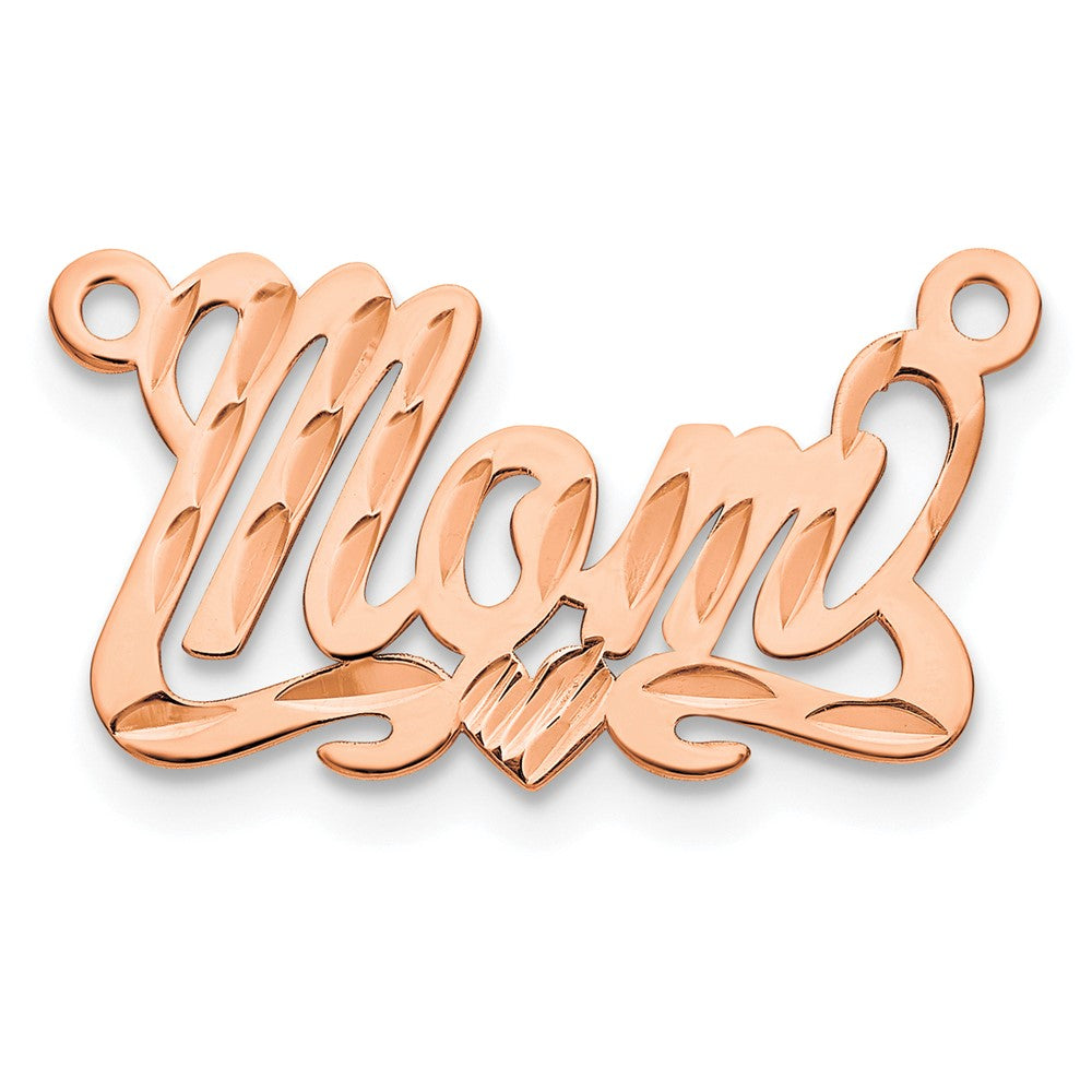 Sterling Silver/Rose-plated Diamond-cut Heart Name Plate