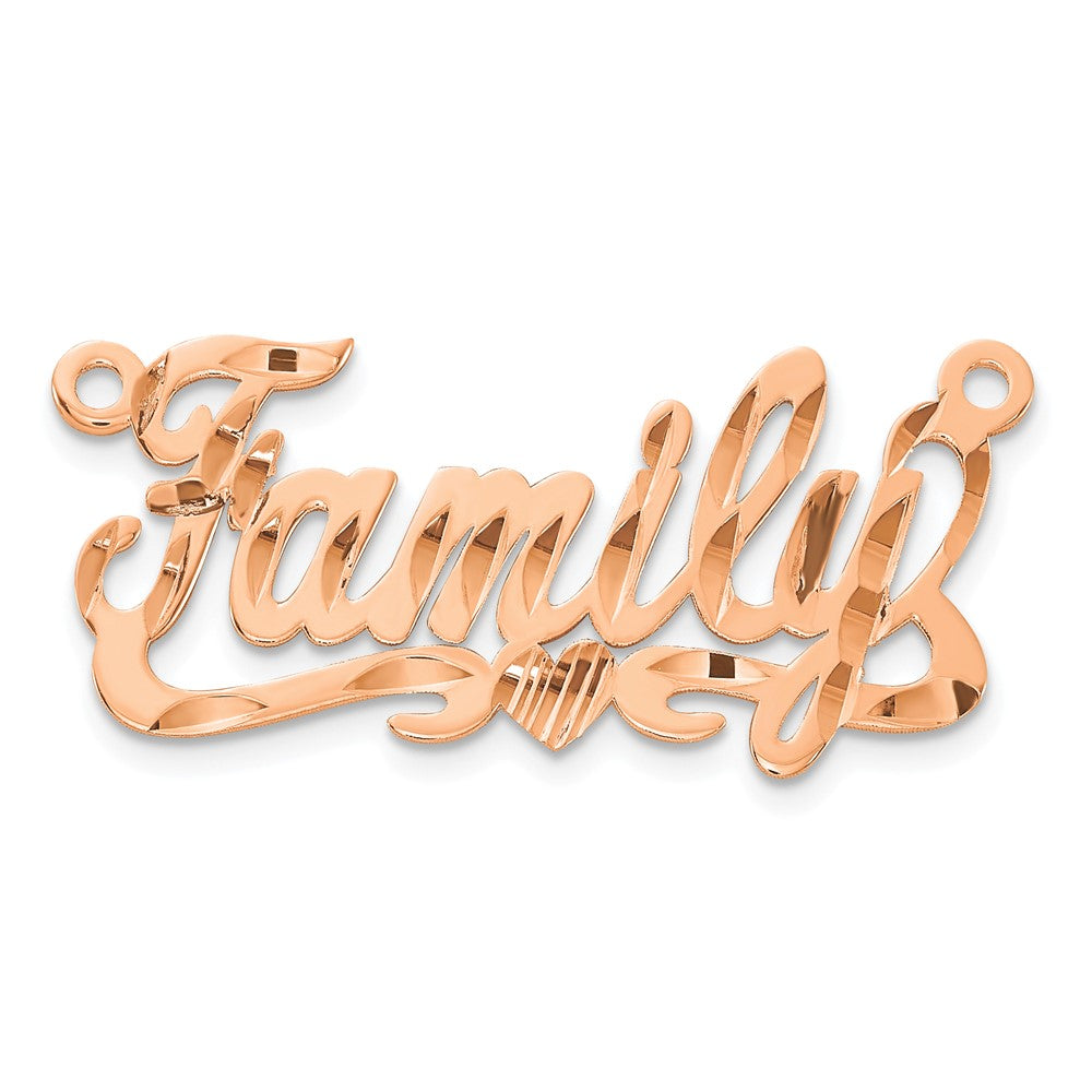 Sterling Silver/Rose-plated Diamond-cut Heart Name Plate