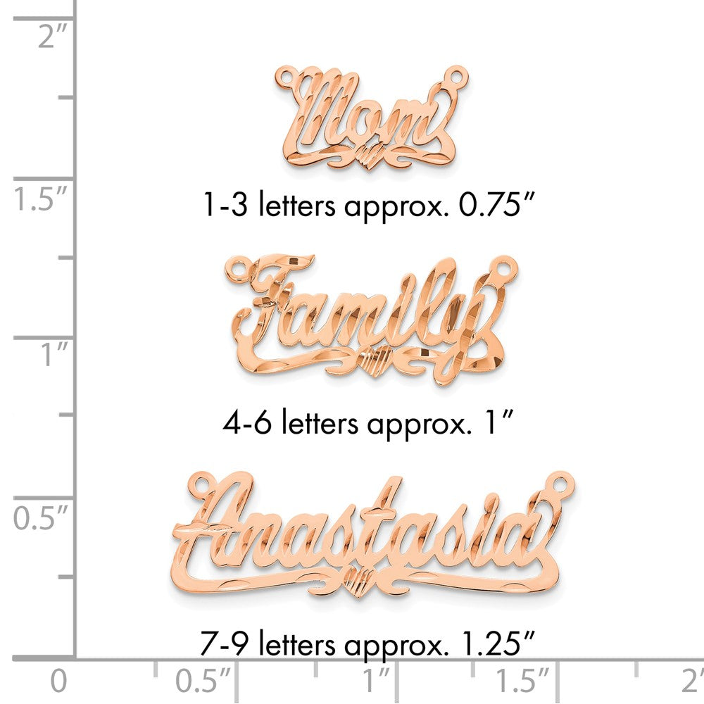 14k Rose Gold Diamond-cut Heart Name Plate