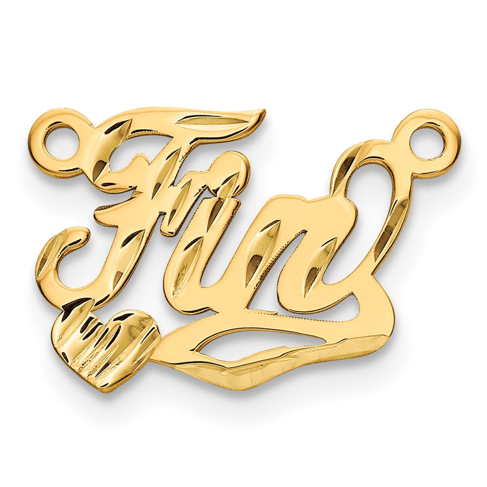 14k Yellow Gold Diamond-cut Heart Name Plate