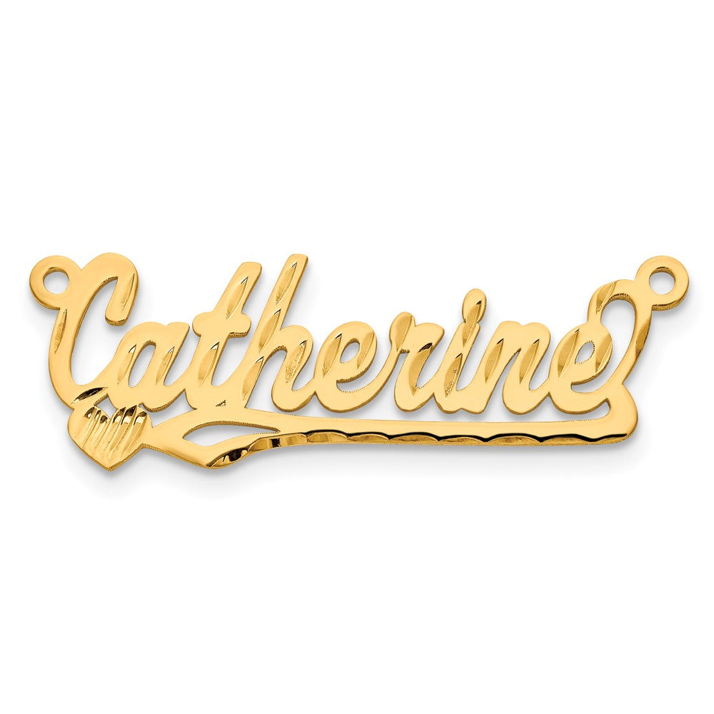 Sterling Silver/Gold-plated Diamond-Cut Heart Name Plate