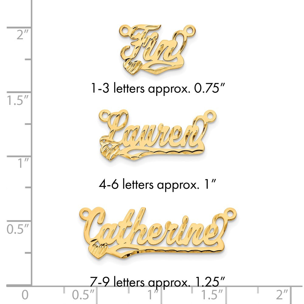 Sterling Silver/Gold-plated Diamond-Cut Heart Name Plate