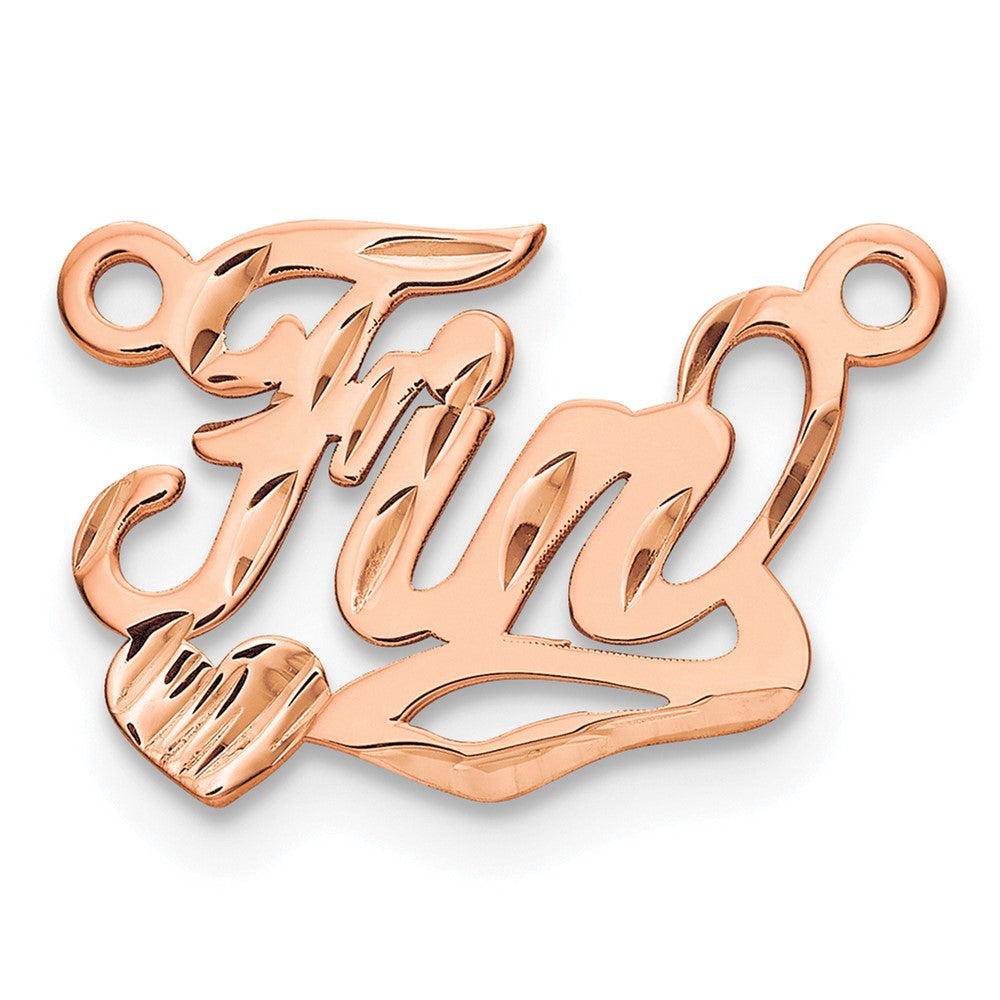 Sterling Silver/Rose-plated Diamond-cut Heart Name Plate