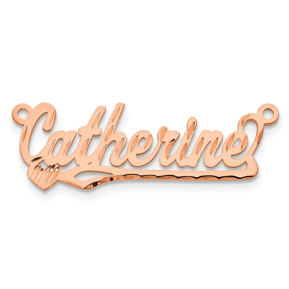 14k Rose Gold Diamond-cut Heart Name Plate