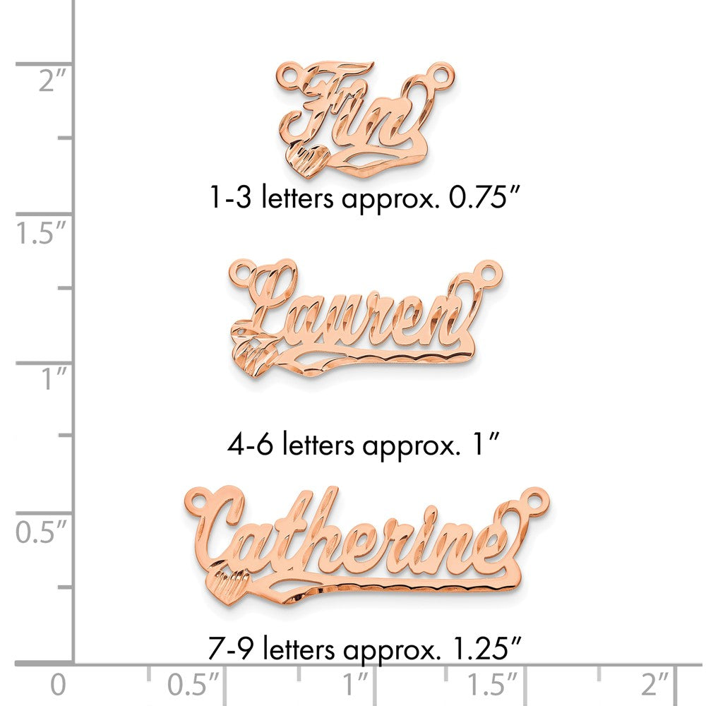 14k Rose Gold Diamond-cut Heart Name Plate