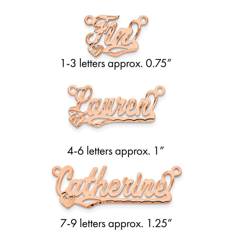 14k Rose Gold Diamond-cut Heart Name Plate