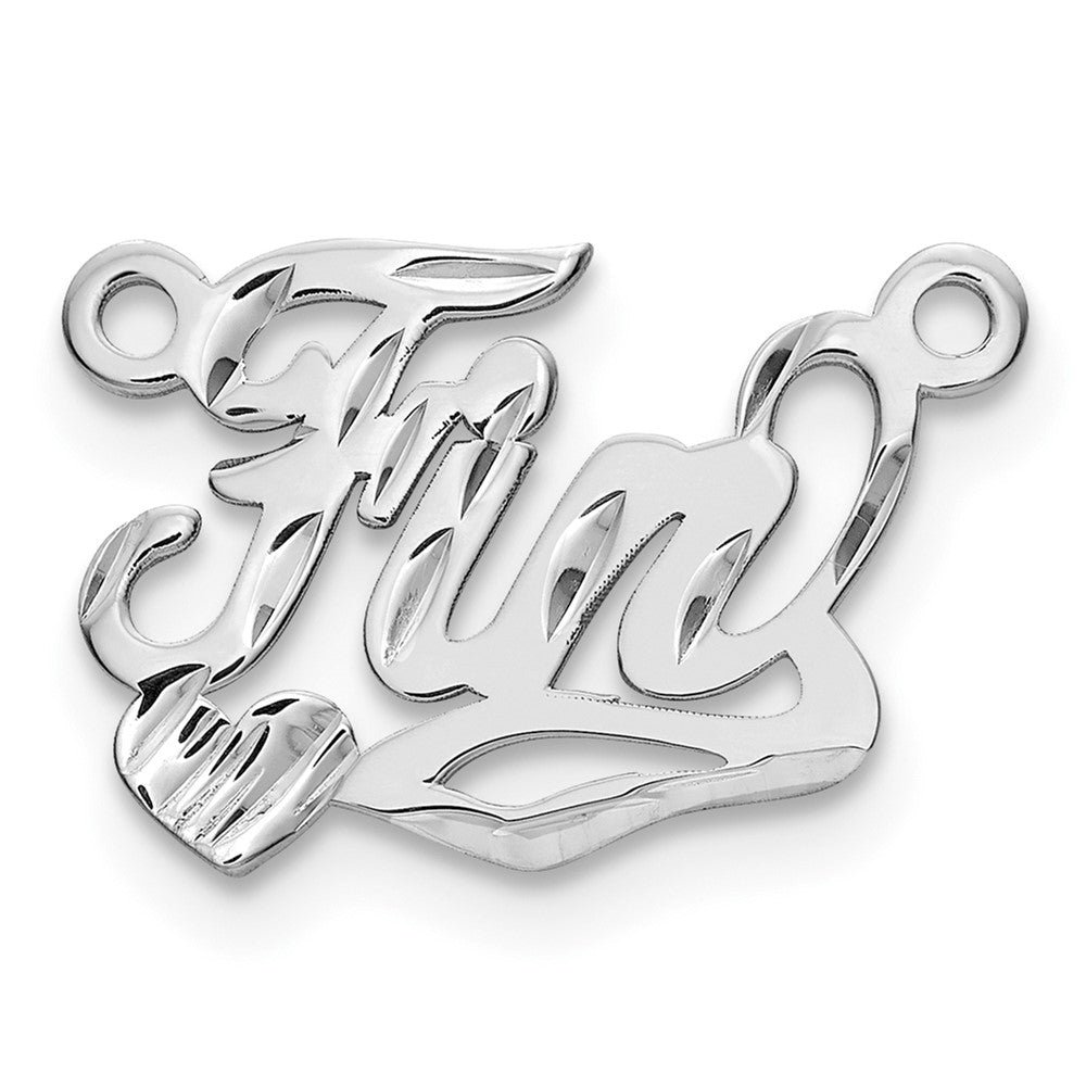 14k white Gold Diamond-cut Heart Name Plate