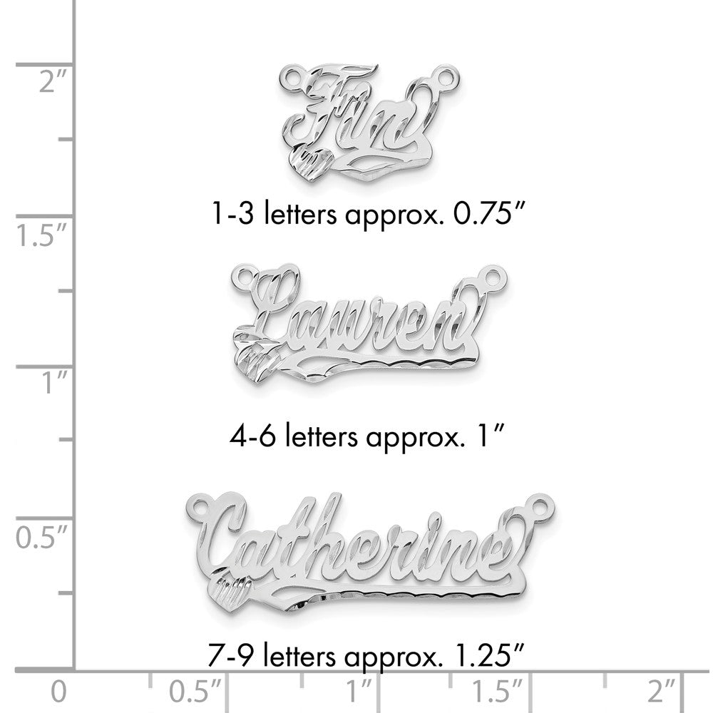 Sterling Silver/Rhodium-plated Diamond-cut Heart Name Plate