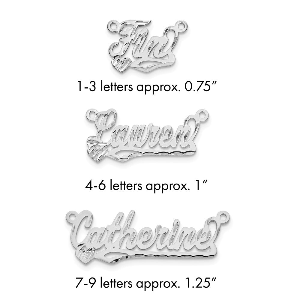 10k White Gold Diamond-cut Heart Name Plate