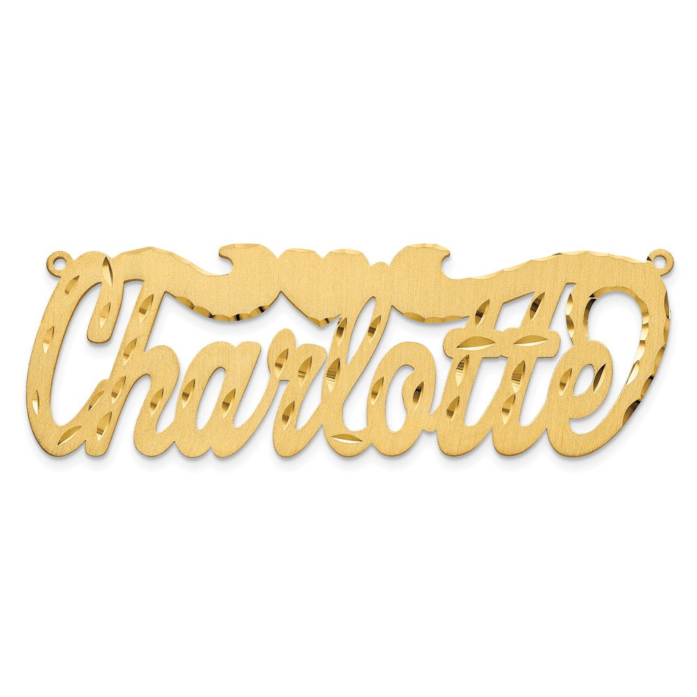 Sterling Silver/Gold-plated Satin Diamond-cut Heart Name Plate