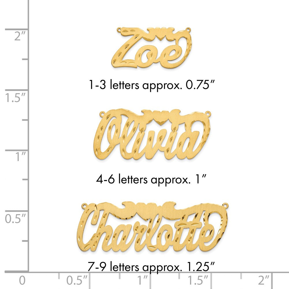 14k Yellow Gold Satin Diamond-cut Heart Name Plate