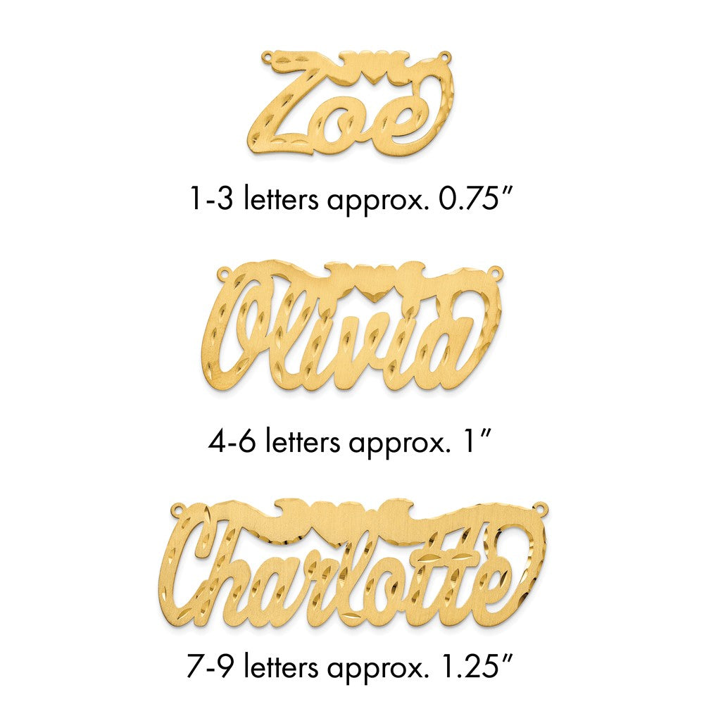 Sterling Silver/Gold-plated Satin Diamond-cut Heart Name Plate