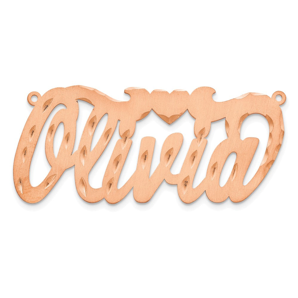 Sterling Silver/Rose-plated Satin Diamond-cut Heart Name Plate