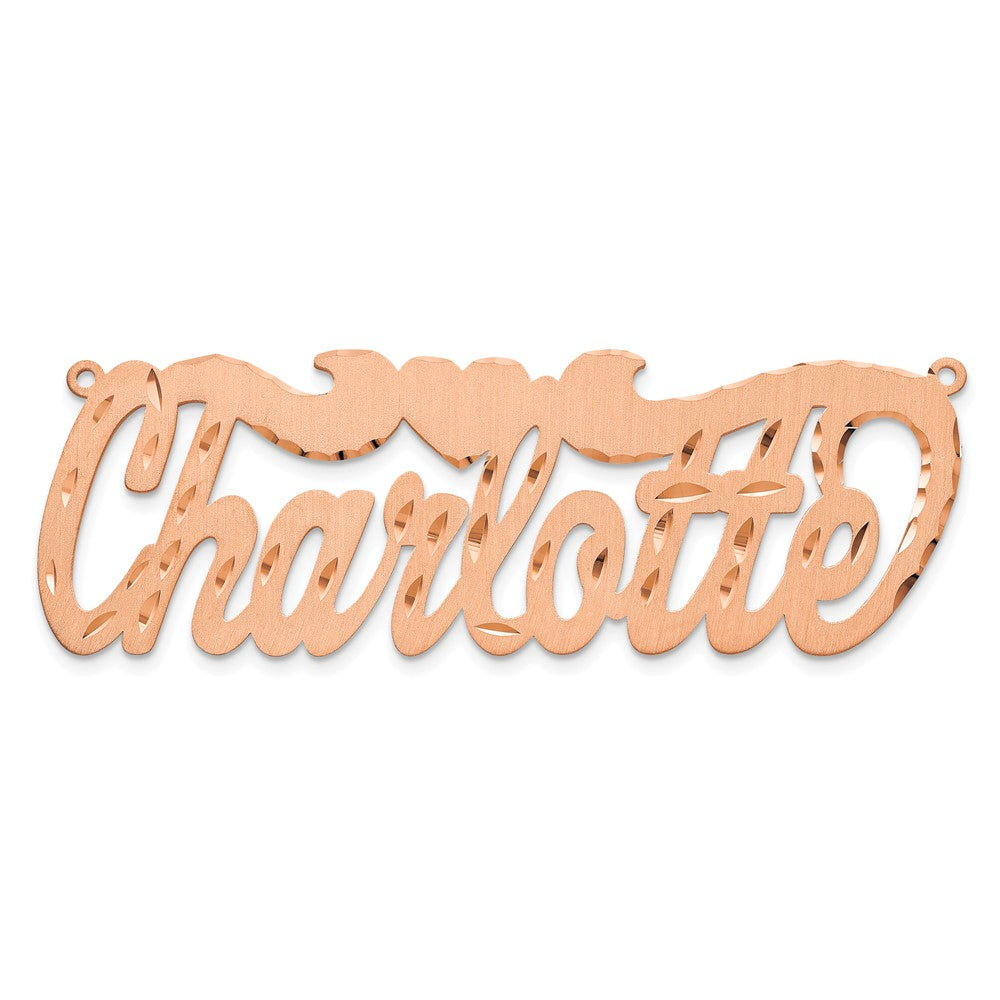 14l Rose Gold Satin Diamond-cut Heart Name Plate