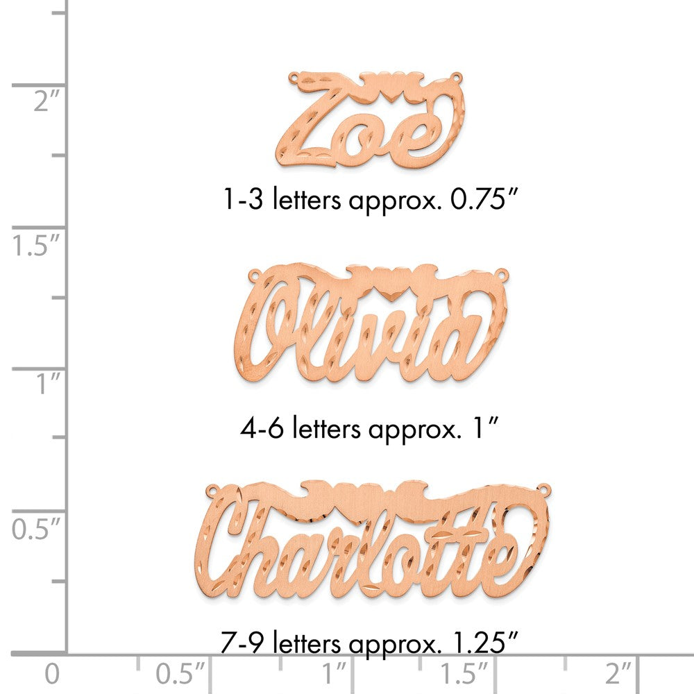 14l Rose Gold Satin Diamond-cut Heart Name Plate