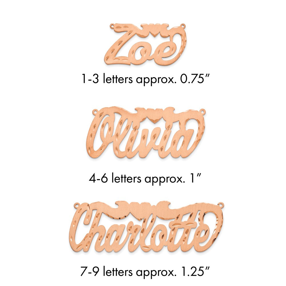 14l Rose Gold Satin Diamond-cut Heart Name Plate