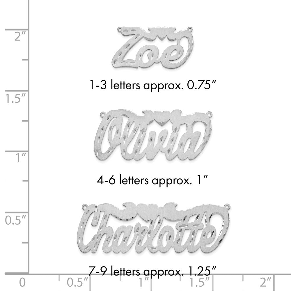 14k White Gold Satin Diamond-cut Heart Name Plate
